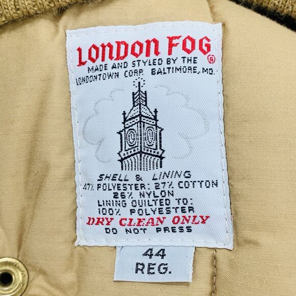 LONDON FOG Bomber Jacket Men 44R Camel Tan Quilted Lining Vintage 70s GUC - Picture 10 of 12